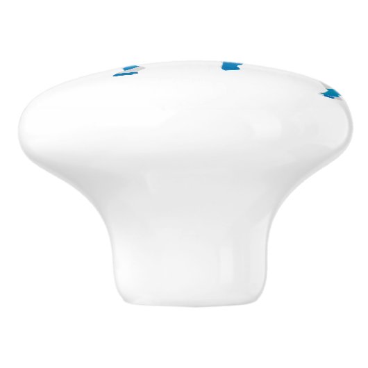 Zebra Blau-Weiße Silhouette Keramikknauf (Seitenansicht)