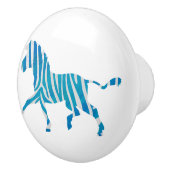 Zebra Blau-Weiße Silhouette Keramikknauf (Rechts)