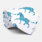 Zebra Blau-Weiße Silhouette Krawatte (Gerollt)
