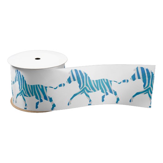 Zebra Blau-Weiße Silhouette Satinband (Spule)
