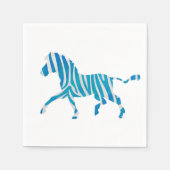 Zebra Blau-Weiße Silhouette Serviette (Vorderseite)