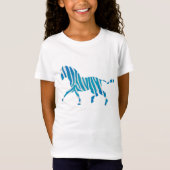 Zebra Blau-Weiße Silhouette T-Shirt (Vorderseite)