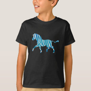 Zebra Blau-Weiße Silhouette T-Shirt