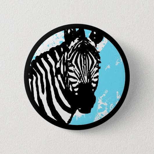 zebra. blaue Gruge. Kreis. Button (Vorderseite)