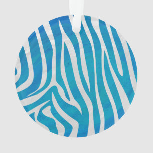 Zebra-blauer und weißer Druck Ornament