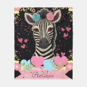 Zebra Bloral Heart Print Blanket Fleecedecke (Vorderseite)