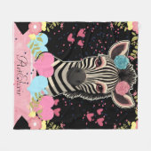 Zebra Bloral Heart Print Blanket Fleecedecke (Vorderseite (Horizontal))