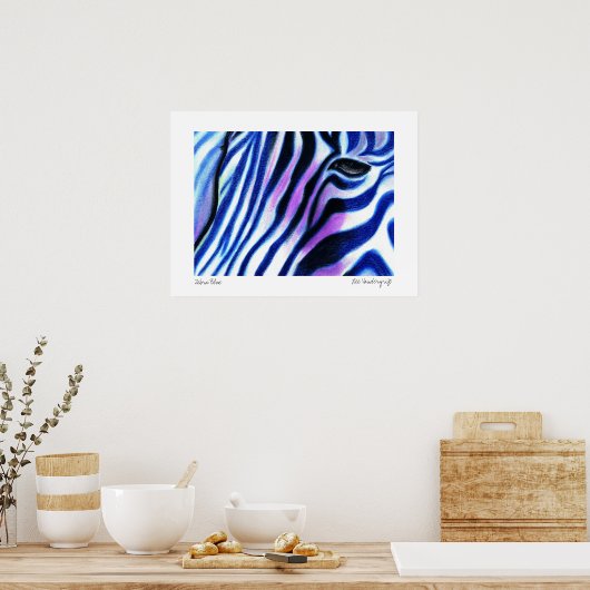 Zebra Blue Poster von Lee Vandergrift (Küche)
