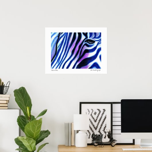 Zebra Blue Poster von Lee Vandergrift (Heimbüro)