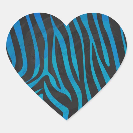 Zebra Blue und Black Print Herz-Aufkleber (Vorderseite)