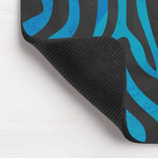 Zebra Blue und Black Print Mousepad (Ecke)