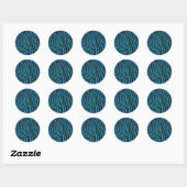 Zebra Blue und Black Print Runder Aufkleber (Blatt)