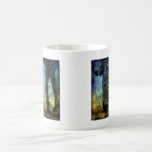 Zebra Blue und Green Grunge Kaffeetasse (Mittel)