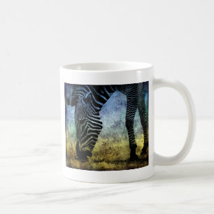 Zebra Blue und Green Grunge Kaffeetasse