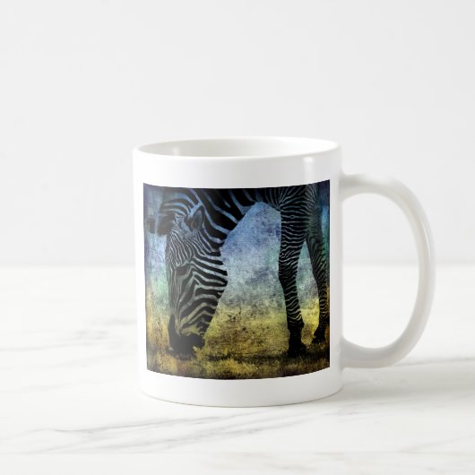 Zebra Blue und Green Grunge Kaffeetasse (Rechts)
