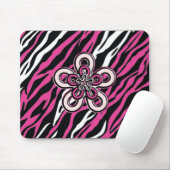 Zebra-Blume - Rosa u. Weiß Mousepad (Mit Mouse)