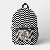 Zebra Blume Schwarz-weiße Wavy Stripes Psychedelic Bedruckter Rucksack (Vorderseite)