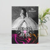 Zebra-Bogen-Junggeselinnen-Abschieds-Foto-orange Einladung (Stehend Vorderseite)