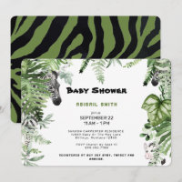 Zebra Botanical Baby Shower Rounded