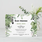 Zebra Botanical Baby Shower Rounded Einladung (Stehend Vorderseite)