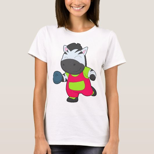 Zebra Bowling Bowlingkugel Sport T-Shirt (Vorderseite)