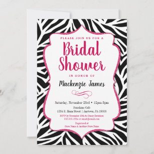 Zebra Bridal Dusche Einladung Pink Schwarz-weiß