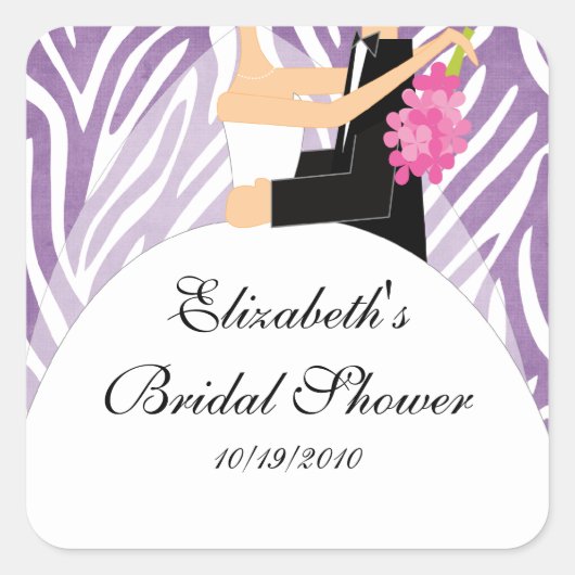 Zebra Bride Groom Brautparty Sticker Lila (Vorderseite)