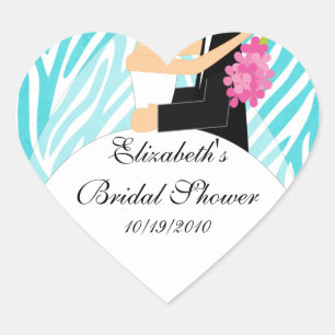 Zebra Bride Groom Brautparty Sticker Türkis