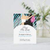 Zebra Bride Groom Save the Date POSTCARD! Ankündigungspostkarte (Stehend Vorderseite)