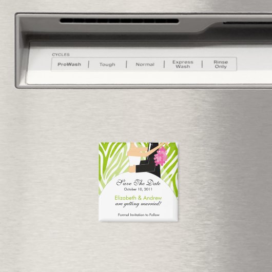 Zebra Bride Groom speichern Datum Magnet (In Situ (Geschirrspüler))