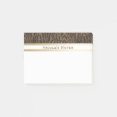 Zebra Brown Gold Sparkle Glam Trendy Personalisier Post-it Klebezettel (Vorderseite)