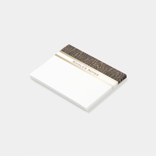 Zebra Brown Gold Sparkle Glam Trendy Personalisier Post-it Klebezettel (angewinkelt)