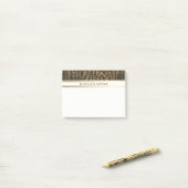 Zebra Brown Gold Sparkle Glam Trendy Personalisier Post-it Klebezettel (Auf Schreibtisch)