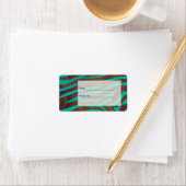 Zebra Brown und Aquamarin mit Monogramm Adressaufkleber (Insitu)