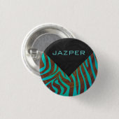 Zebra Brown und Aquamarin mit Monogramm Button (Vorne & Hinten)