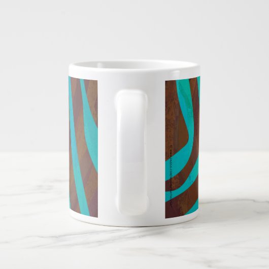 Zebra Brown und Aquamarin mit Monogramm Jumbo-Tasse (Rückseite)