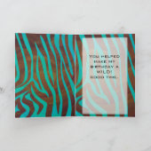 Zebra Brown und Aquamarin mit Monogramm Karte (Innenseite)