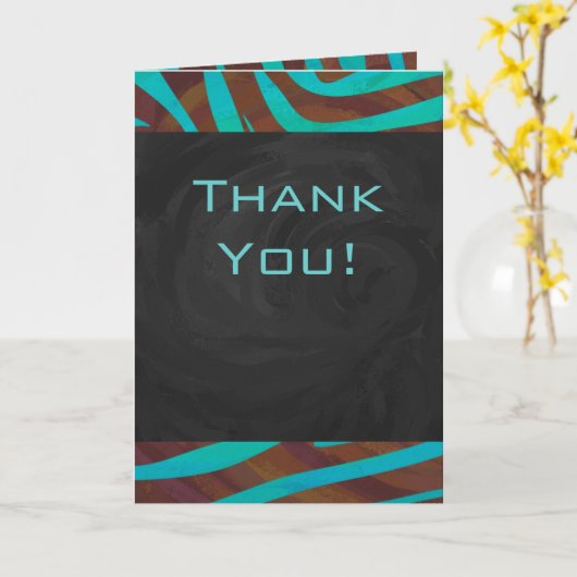 Zebra Brown und Aquamarin mit Monogramm Karte (Gelbe Blume)