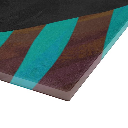 Zebra Brown und Aquamarin mit Monogramm Schneidebrett (Ecke)