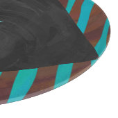 Zebra Brown und Aquamarin mit Monogramm Schneidebrett (Ecke)