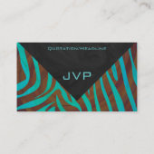 Zebra Brown und Aquamarin mit Monogramm Visitenkarte (Rückseite)