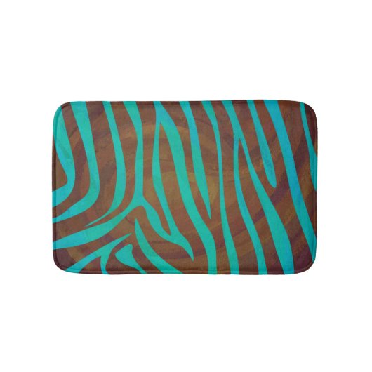 Zebra Brown und Aquamarin Print Badematte (Vorderseite)