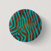 Zebra Brown und Aquamarin Print Button (Vorderseite)