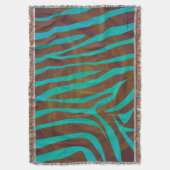 Zebra Brown und Aquamarin Print Decke (Vorderseite Vertikal)