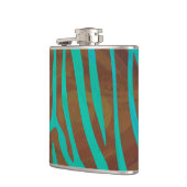 Zebra Brown und Aquamarin Print Flachmann (Links)