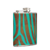 Zebra Brown und Aquamarin Print Flachmann (Rechts)