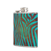 Zebra Brown und Aquamarin Print Flachmann (Links)
