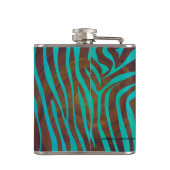 Zebra Brown und Aquamarin Print Flachmann (Rückseite)