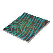 Zebra Brown und Aquamarin Print Fliese (Seite)