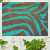 Zebra Brown und Aquamarin Print Geschirrtuch (Gefaltet)